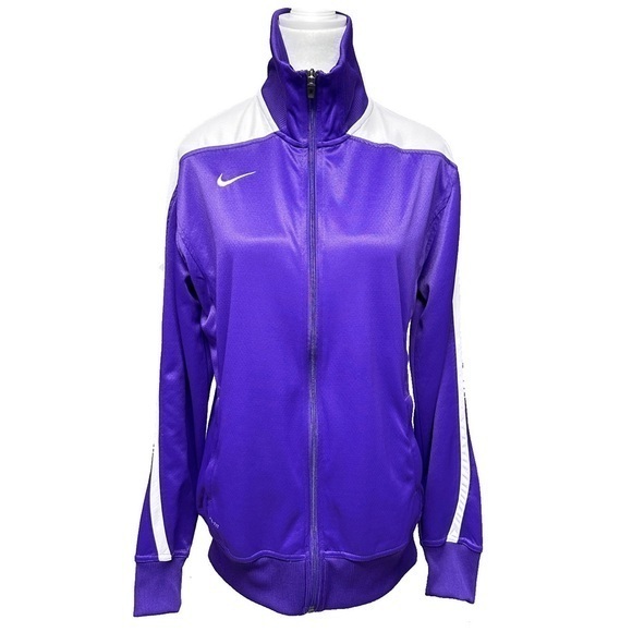 Nike Dri Fit Jacket Womens XL Purple Long Sleeve Full Zip Stretchy Pockets - Picture 1 of 12
